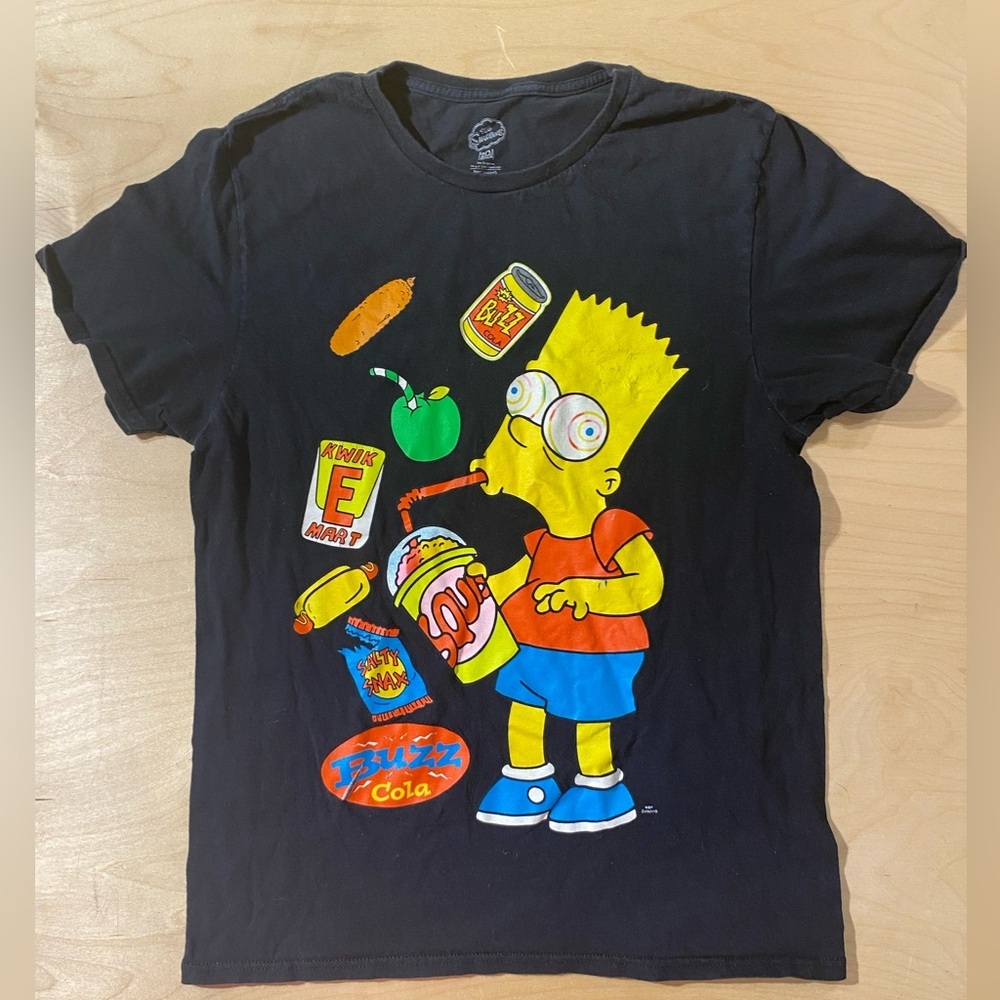 TM & 20th Television Black Graphic T-Shirt with Cartoon Print Medium (Q)